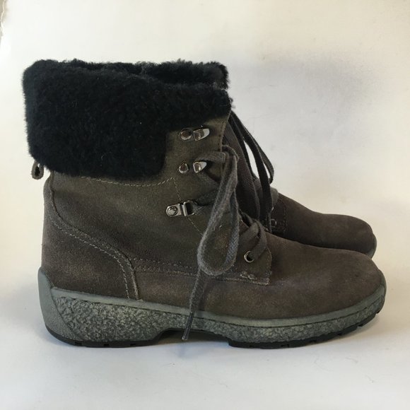 Michelle Dark Gray Black Winter Faux Fur Suede Warm Snow Boots Size 9 Zipper - Picture 4 of 12